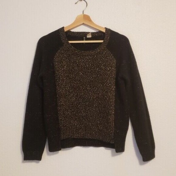 H&M Women's Small Gold and Black Sparkly Long Sleeve Sweater - Picture 1 of 5
